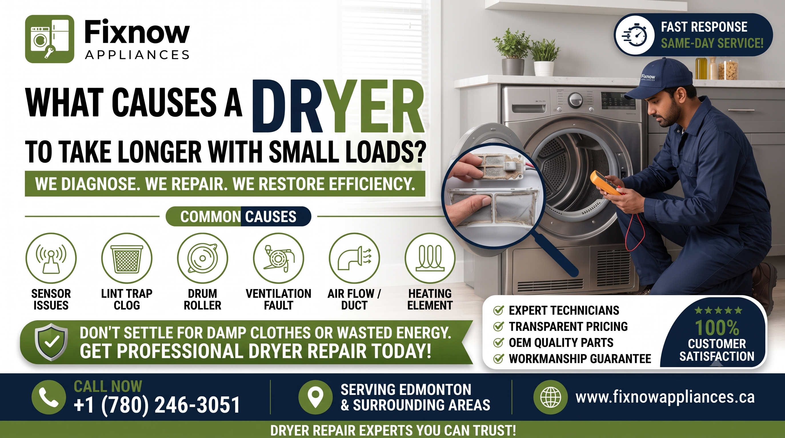 Dryer Takes Longer With Small Loads? What Edmonton Homeowners Should Know